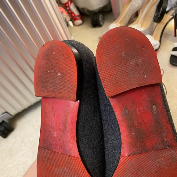 Christian Louboutin Grey Velvet Intern Flats Sz 37 - Picture 8 of 10